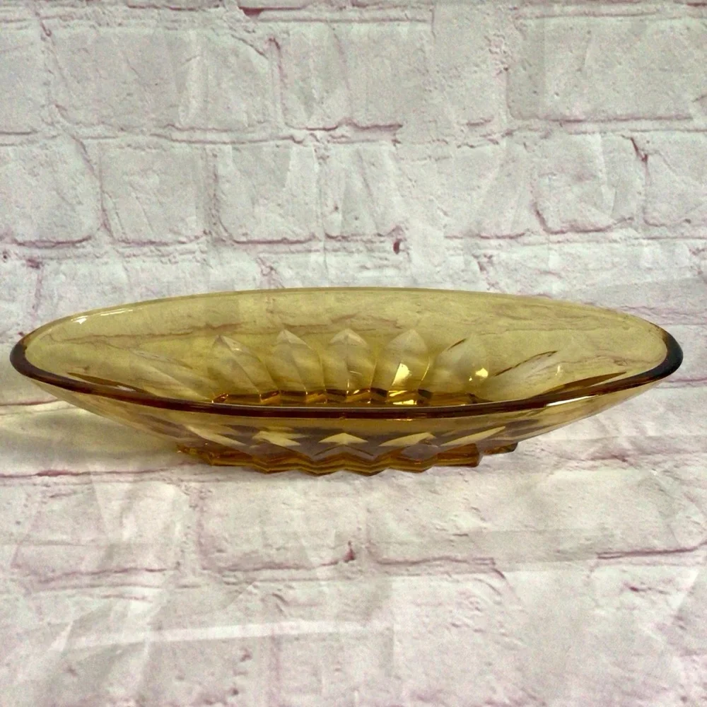 Vintage Amber Glass Relish Tray Candy Dish